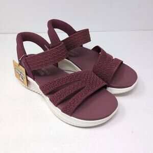 Skechers Hands Free Slip-ins Sandals Womans 8 W Purple‎ Knit Ultra-Flex 3.0 NEW